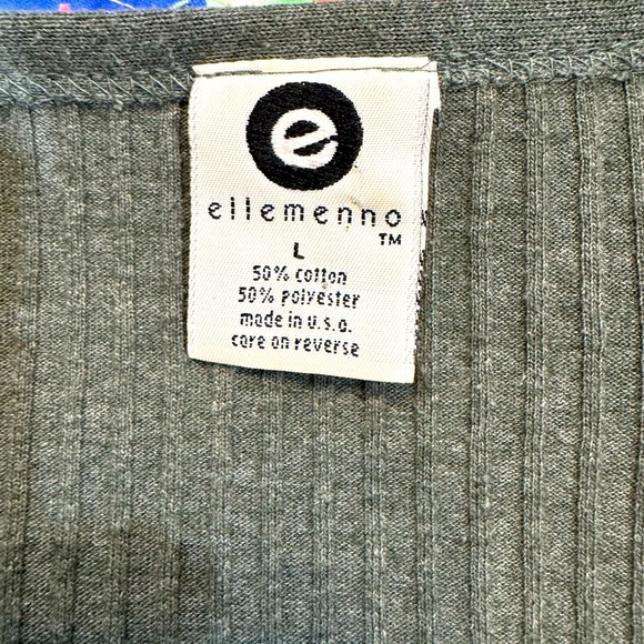 Ellemenno Vintage 90's Gray Ribbed knit top short Sleeved size large - Picture 7 of 7